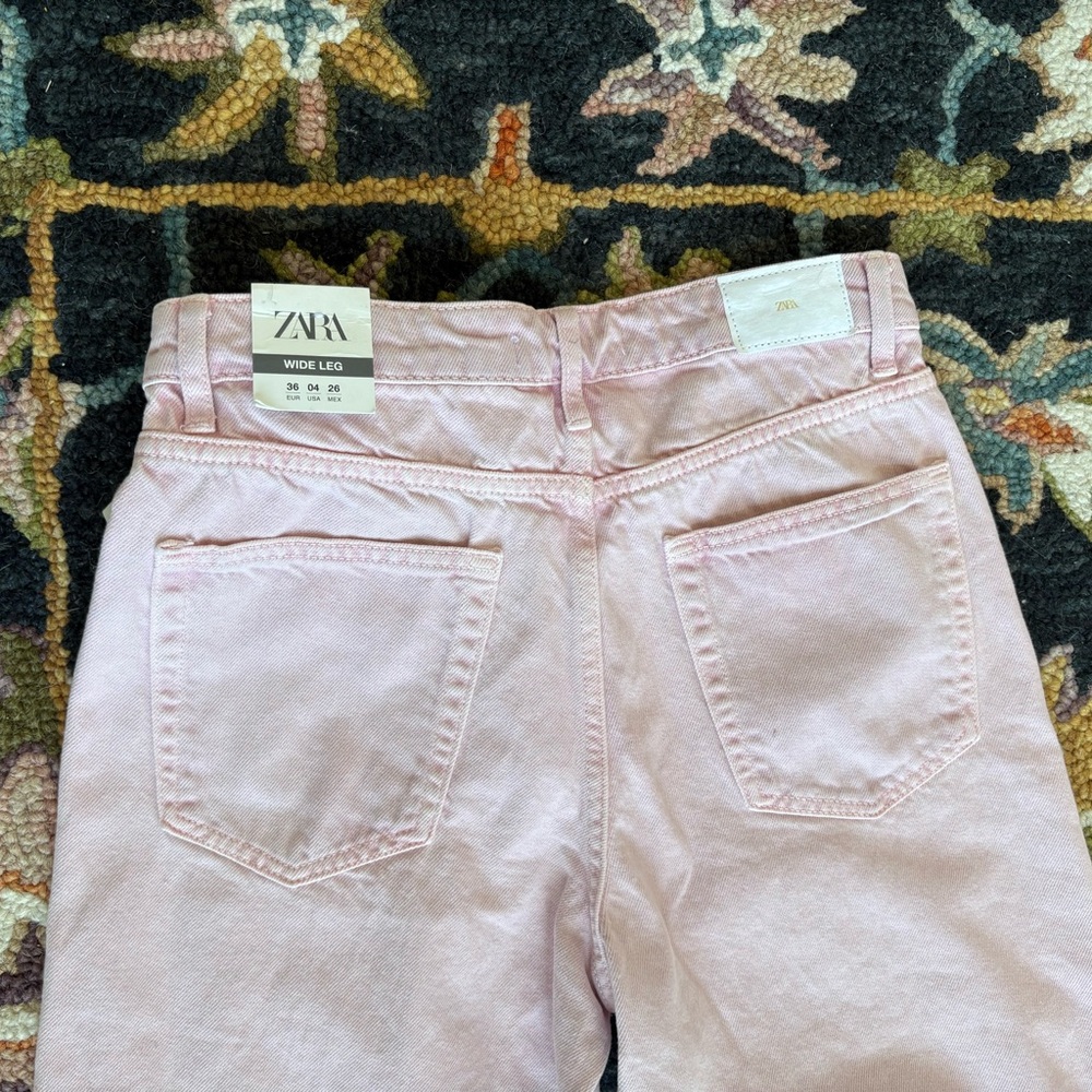 Zara Pink Wide Leg Jeans - Picture 5 of 10